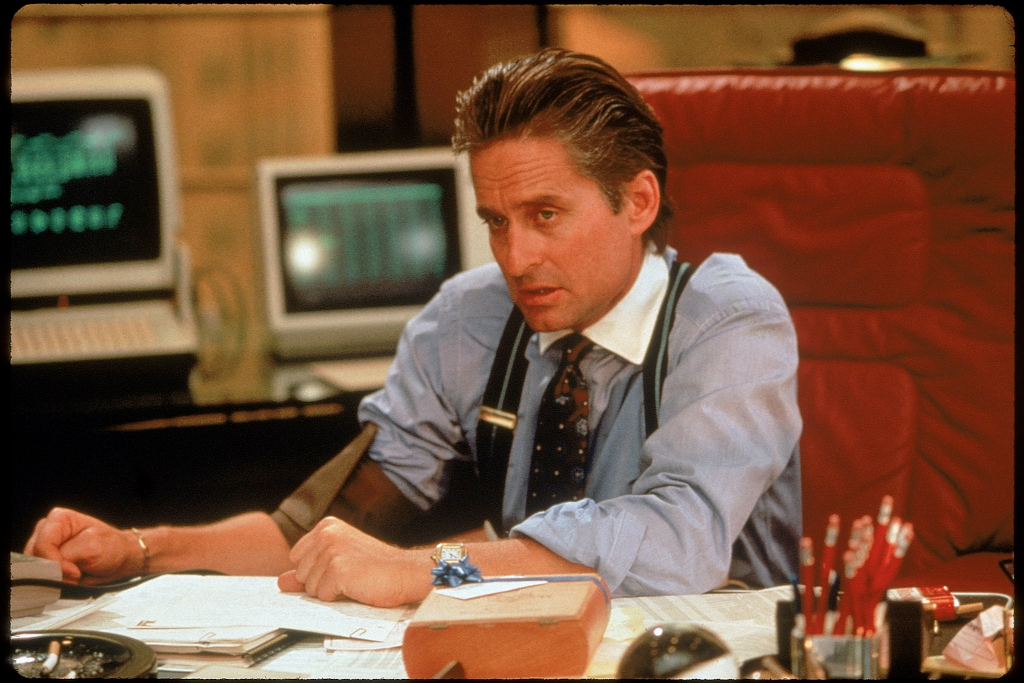 Michael Douglas jako Gordon Gekko w Wall Street (1987)