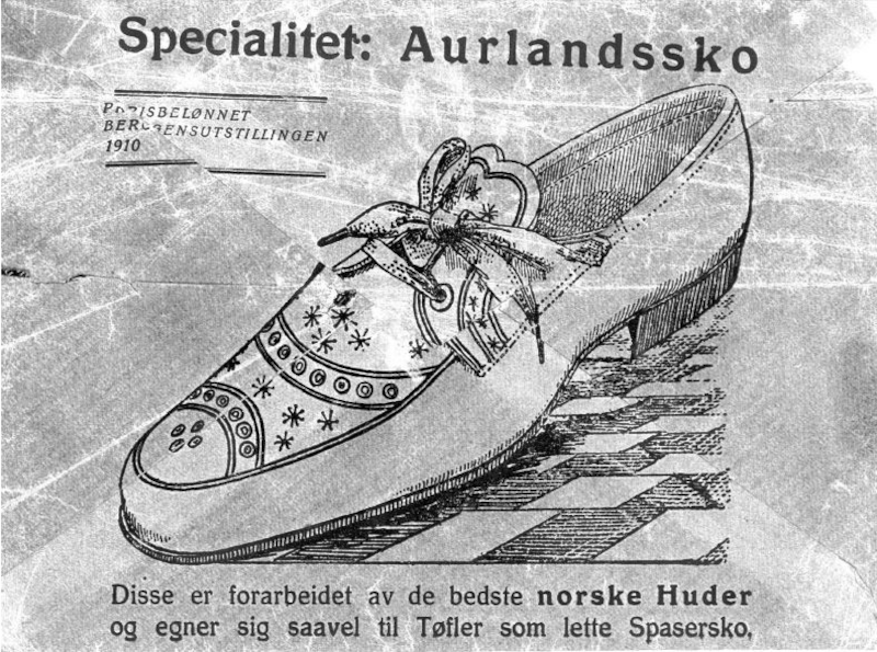 Reklama pierwszego modelu butów z Aurland